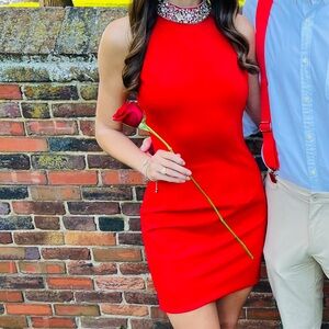 Sherri Hill Red Halter Dress Style 52172